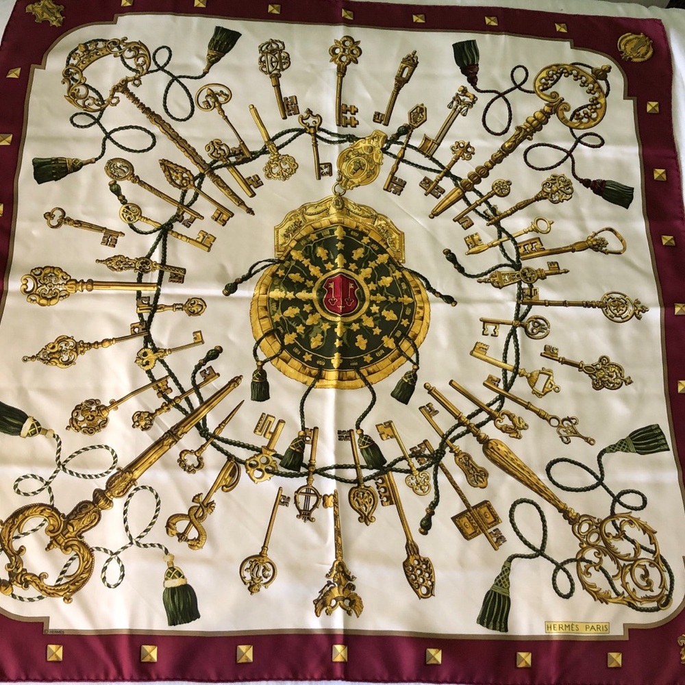 Vintage Authentic Hermès Silk Scarf 90cm Les Clefs Keys